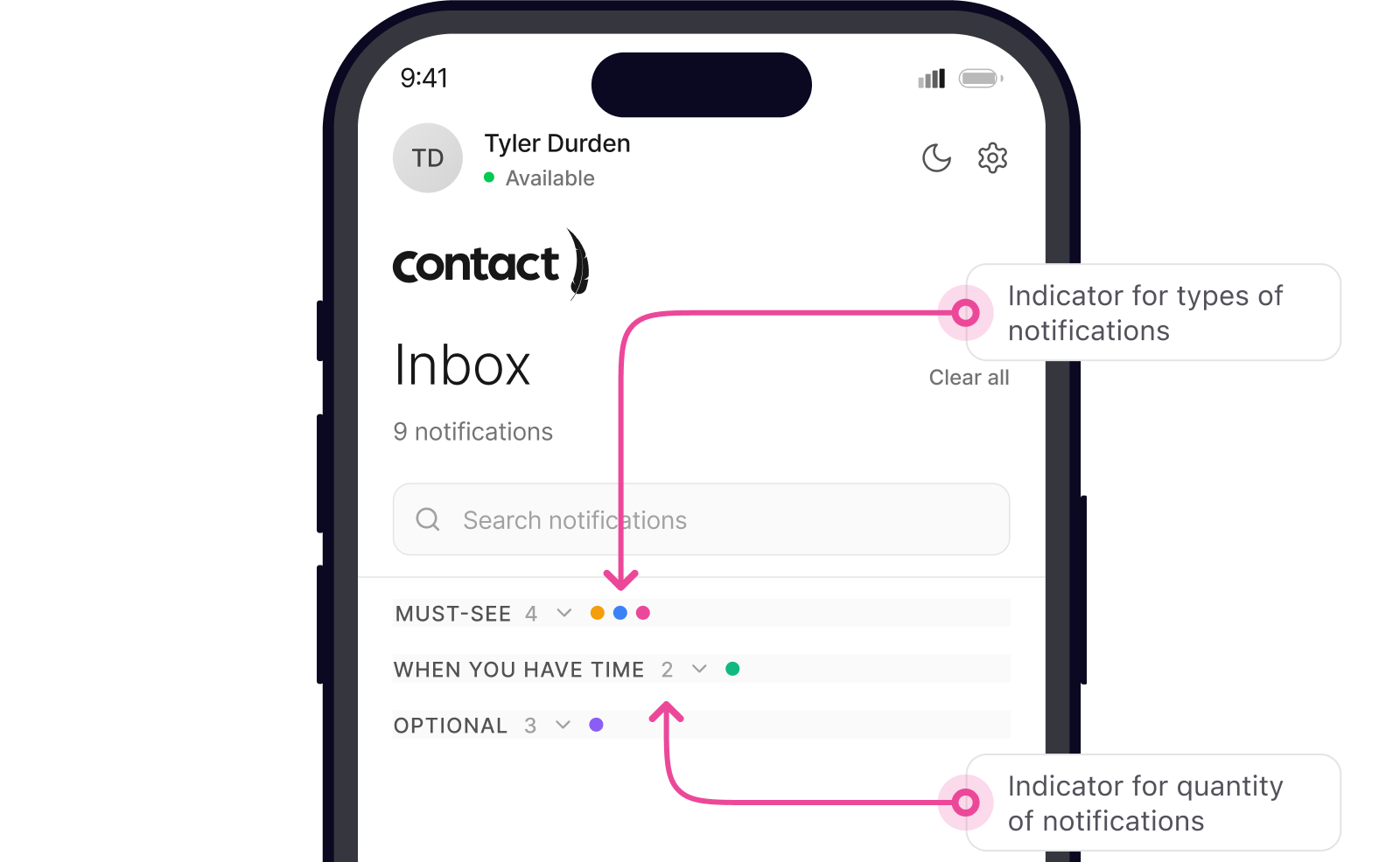 Notification explanation interface